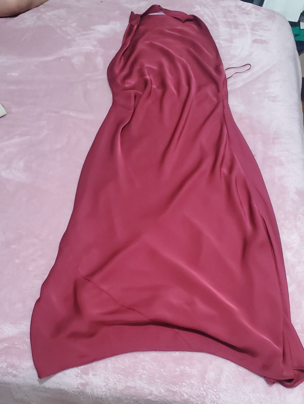 Elegant Satin Slip Dress in Wine Red